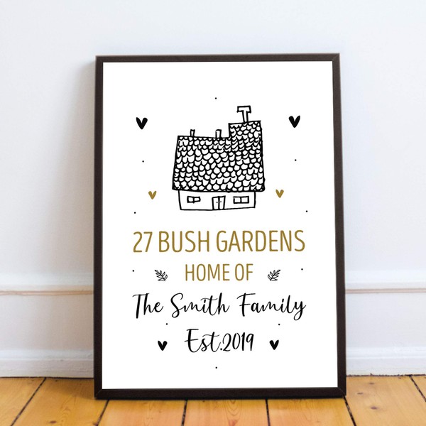 RED OCEAN New Home Gift Personalised Home Print Framed Unique