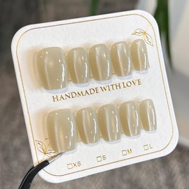 Cat Eyes Press on Nails Short Square Fake Nails Solid Color Designs False Nails Cat Eyes Gel Nail Polish Stick on Nails Glossy Full Cover Cute Summer Acrylic Nails for Women Artificial Nails 10Pcs