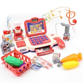 Bebeay Caja Registradora Juguete, Supermercado Infanti , Juguetes para Juegos De rol con Calculadoras, Escáneres, Instrumentos Musicales y Balanzas,Id