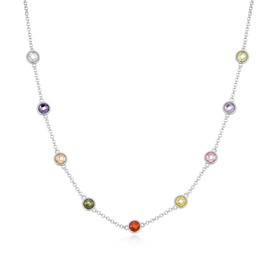 Philip Jones Silver Plated Multi Coloured Crystal Necklace Created with Zircondia® Crystals