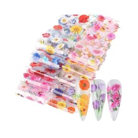 Generic Chrysanthemum Daisy Glory Flower Nail Foil Transfer Sticker 10Pcs 20X4Cm Xk8202 Nail Wraps Stickers Manicure Supplies for Women Nails Full Long Lasting Easy Apply and Remove