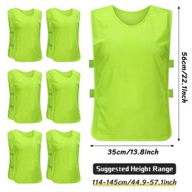 Fodlon Children's Football Vest, Set of 6 Training Bibs Basketball for Children, Football Training Vest, Breathable Mesh, Training Vest, Children's Set for Children, Green, S