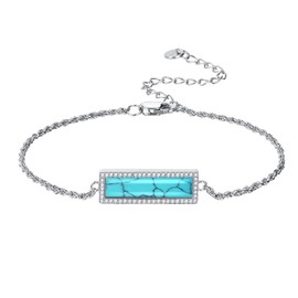 Turquoise Bracelet for Women S925 Sterling Silver Adjustable Turquoise Bead Ankle Bracelet Beach Jewelry (turquoise)