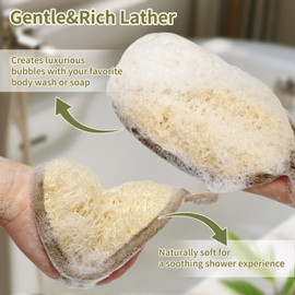 Natural Egyptian Loofah Bath Sponge Exfoliating Shower Scrubber Organic Luffa for Men and Women(tan 2Pack)