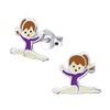 Sterling Silver Gymnastics Girl with Purple Leotard Earrings