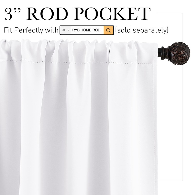 RYB HOME Room Darkening Thermal Insulated Curtains 50% Light Block