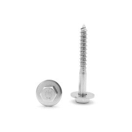 NOLDAR Hexagon wood screws. Stainless steel AISI 304 (A2). Set of 10 stainless steel screws wood with 10 washers (large outer diameter). Partially threaded screws. (diameter 10 x 100 mm)