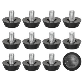 sourcing map 12Pcs M6x10mm Black Furniture Levelers, Adjustable Feet for Tables, Chairs, Cabinets, Other Furniture, Round, Plastic & Alloy, Screw-In Installation