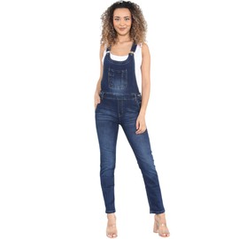 imporio 11® Ladies Women Denim Dungarees Long Length Pinafore Dungaree Denim Jumpsuit UK Sizes 8-10-12-14-16-18-20-22 (as8, numeric, numeric_20, regular, regular, Mid Wash)
