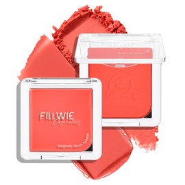 Blush Palette Duo – Cream & Powder Blush Set in Orange Red, Long-Wearing & Moisturizing, Easy to Blend, Radiant Coverage for Cheeks, Eyes & Lips, Magnetic Palette Compatible (2-Pack, Cherry Rush)