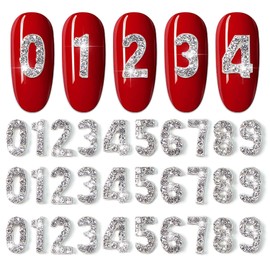 WOKOTO 30pcs Silver Number Nail Charms And Rhinestones (0-9) 3d Number Rhinestones For Nails Luxury Alloy Arabic Numerals Nail Number Charms For Nails Nail Jewelry Gemstones For Nail Art Gems