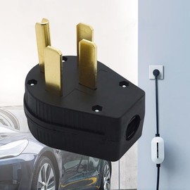 1pc Generator Plugs,50a 125/250V 14-50P Power Plug,4 Prong Dryer Oven Stove Angle Plug,Straight Blade Angle Replacement Male Plug Four Pin US Plug NEMa 14-50P for RV, Generator, Dryer