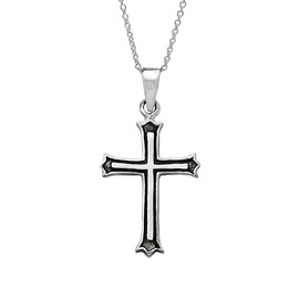 925 Sterling Silber Gotisches Kreuz Anhänger mit Kette | Christlicher Schmuck für Damen & Herren