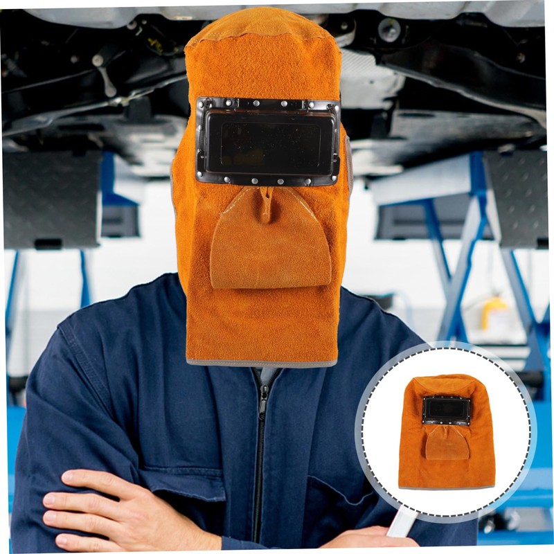 COHEALI Welding Helmet Mask with Lens Adjustable Cowhide Shield for