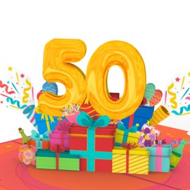 Hartensteler 50th Birthday Card Pop Up Greeting Cards, 3D Pop Up Card Birthday Greeting Card, Birthday Cards with Envelope for Women Moms Girls Men Friends