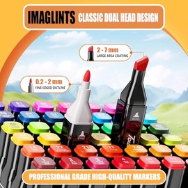 IMAGLINTS Alcohol Markers 262 Colors with Base Drawing Pen Dual Tip Art Markers for Sketch Anime Illustrations