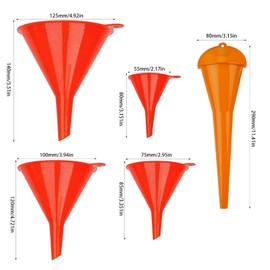 Universal Funnel Set of 5 - Mini Funnel with Long Lasting Funnel for Household and Workshop - Oil Funnel