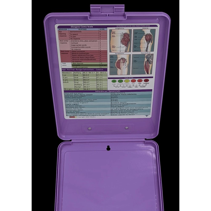 medics Nursing Clipboard -PURPLE -reference sheets -great for clinical