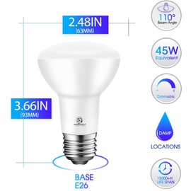 Energetic BR20 LED Bulb R20 Dimmable 2700K Soft White 45W Equivalent to 6.5W, Recessed Can Light Bulbs, Kitchen Ceiling Lights, E26 500 Lumen LED Flood Light Bulbs, Indoor UL Listed (Pack of 10)