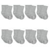 Gerber Baby Girls 8-pack Wiggle-proof Jersey Crew Socks, Gray Heather,