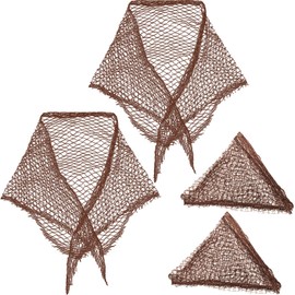 WILLBOND 4 Pcs Cotton Triangle Hair Net for Rollers, Women Mesh Hair Net Setting for Sleeping, 35 x 35 x 57 Inches (Brown)