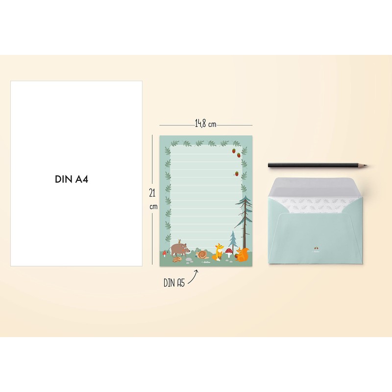 dabelino® Kids Stationery Set: Forest Animals (Fox, Squirrel) - A5