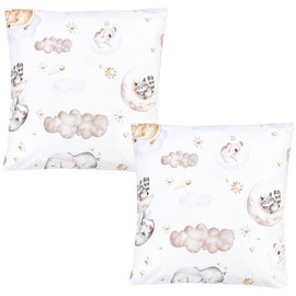 TupTam Children's Decorative Patterned Cushion Cover with Envelope Closure, Set of 2, Colour: Animals on Clouds, Size: 80 x 80 cm