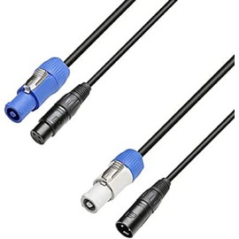 Adam Hall Cables, 3 STAR H PCON D 0300, Hybrid Cable, Power and DMX, XLR 3-pole x Adam Hall K4CPFIN and OUT, 3 m