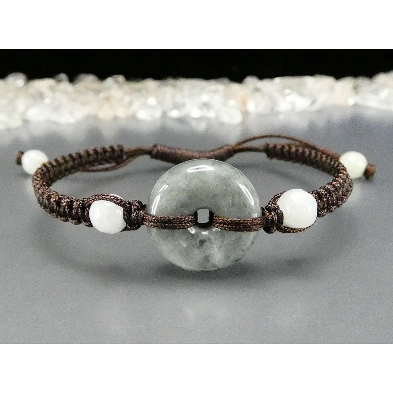 Ishigai AAA Jade, Genuine Jade, Round, Darker, Natural Stone, Hand-woven