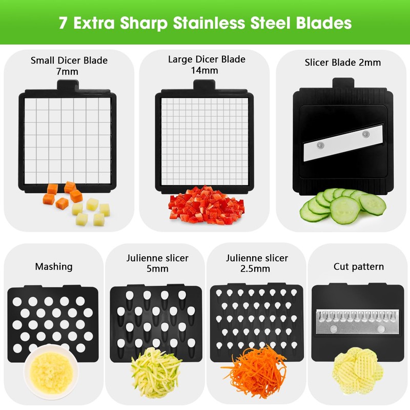 LHS Multifunctional Food Chopper - 10 in 1 Veggie Slicer,