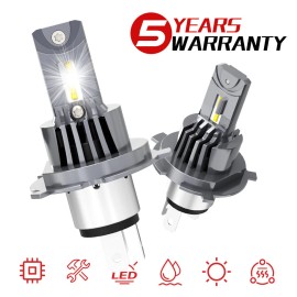 AUIMSOCO 2x H4 9003 HB2 6000K Super White CSP LED Headlight Bulb Kit High Low Beam HB2