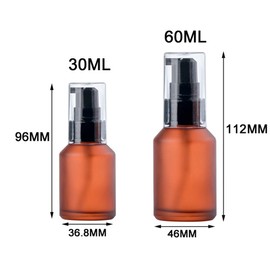 sanyangboli 30ML/1oz Frosted Glass Pump Bottles with Press Pump Emulsion Lotion Essence Vial Refillable Portable Cosmetic Container Jar Pot for Travel Vacation Daily Life(rose red), GJY59713R