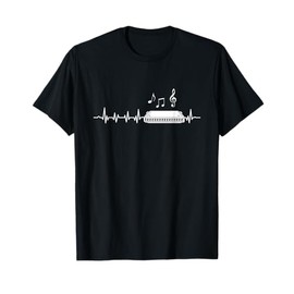Harmonica Heartbeat Musician Blues Harmonica Player T-Shirt