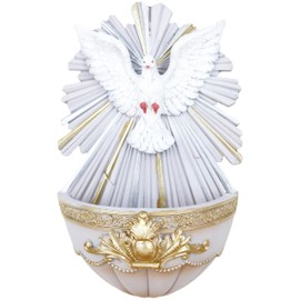 Cannan Espíritu Santo Fuente De Agua Bendita para Pared 7.5"" Holy Spirit Wall-Mounted Holy Water Font, White
