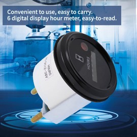 Hour Meter Engine Hour Gauge 12-36V DC AC 6 Digit Accurate Round Quartz Hour Meter Waterproof Marine Engine Hour Meter Perfect for Engineering Vehicles, Various Types of Cars