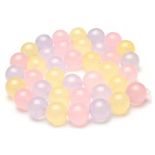 Fukuenkaku Natural Power Stones/Beads, Jade/Cherry/Pink, 0.2 inch (6 mm), 1 Row (15.0 inch/38 cm)