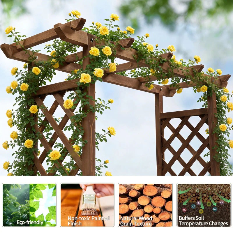 43.5*17.5*44.5 in Fir Wood Arched Lattice Raised Garden Bed with