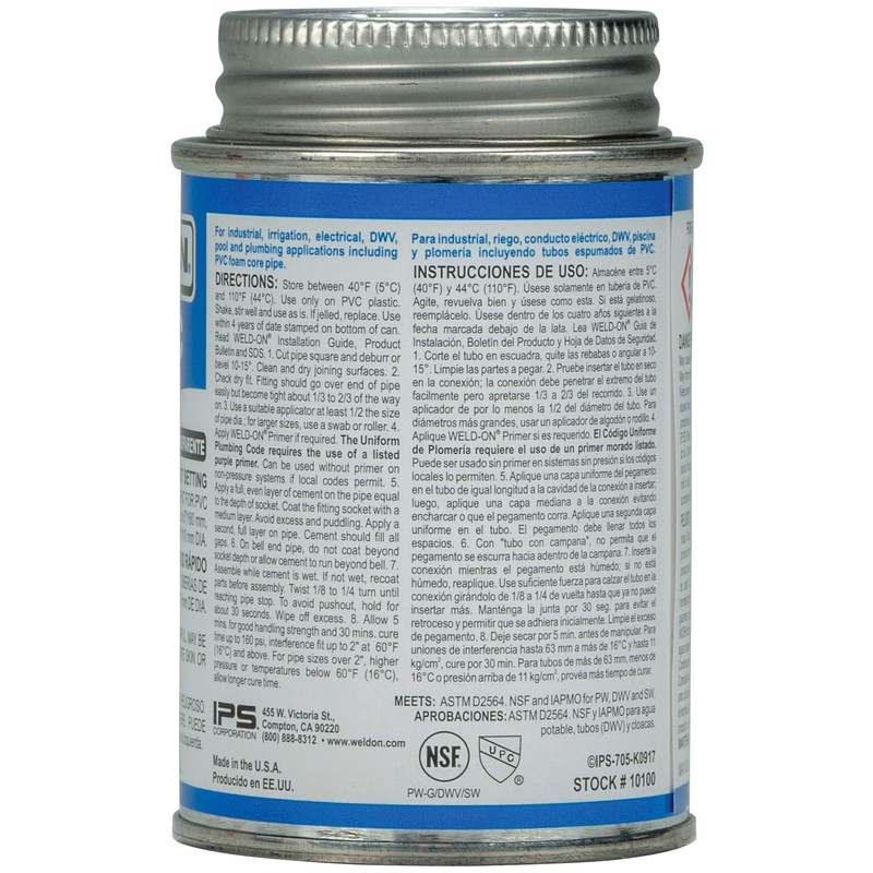 Weld-On 10100 705 Industrial Grade PVC Medium-Bodied High Strength Solvent