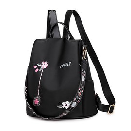 Ray-Velocity Anti Theft Women Backpack Waterproof Fashion Backpack Shoulder Bag for Lady Girl Dailyuse Travel Work School (Flower Black)