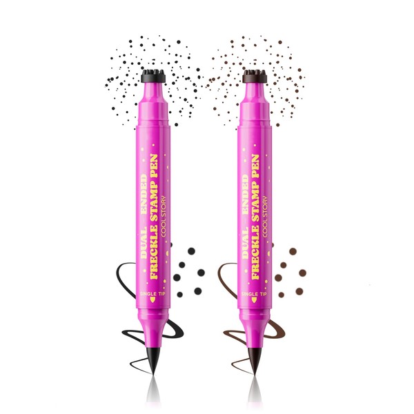 WALULAN Double Ended Freckle Stamp Pen, Henna-Colored Freckle Stamp Pen,