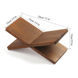 Wood Book Stand for Reading - Book Display Stand, Cook Book Stand, Textbook Stand, Recipe Book Holder Stand, Open Book Holder (Black) (Redwood)