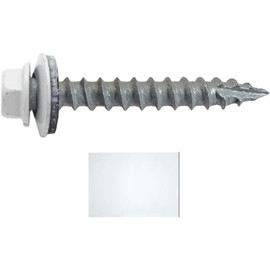 #14 Metal ROOFING SCREWS: (250) Screws x 1-1/2" BRITE WHITE Hex Washer Head Sheet Metal Roof Screw. Self starting/tapping EPDM washer. Colored head for corrugated roofing