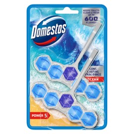 Domestos Power 5 Ocean Toilet Rim Blocks toilet freshener with a long-lasting fragrance clean and freshen for up to 300 flushes 2x 50 g