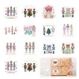Christmas Nutcracker Stickers Cute Nutcracker King Soldier Merry Christmas Tree Self-Adhesive Decals Xmas Winter Holiday Sticker for Envelopes Cards Gift DIY Crafts Party Supplies Decor(cra120)