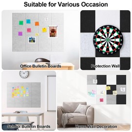 Cork Boards for Walls, Bulletin Board 12 Pack 11.8"x11.8"x0.35"Felt Wall Tiles with Safe Removable Adhesive, Cork Boards for Office Felt Board Pin Board Tack Board Cork Tiles 48"x 36"
