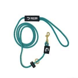 Mad Dog Products Dual Purpose Dog Leash 1/4" x 6' Teal Signature Rope - Made in USA