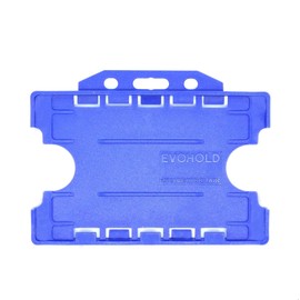 ALG ID Cards® Royal Blue Double Sided/Dual Sided Rigid Royal Blue ID Identity Card Pass Badge Holder for Neck Lanyard (Landscape/Horizontal) - Made in Britain from Recycled Plastic