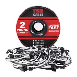 TMH 100 Count of “2-Prong Male” Wire Harness Roll 18 Gauge - 6" Spacing Double Male Bullet Plug for LED Marker Clearance Lights Quick Hassle-Free Installation