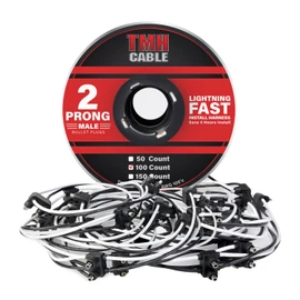 TMH 100 Count of “2-Prong Male” Wire Harness Roll 18 Gauge - 6" Spacing Double Male Bullet Plug for LED Marker Clearance Lights Quick Hassle-Free Installation