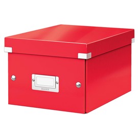 Leitz WOW A5 Storage Box, Click and Store Range, Small Cardboard Storage Box, Red, 60430026